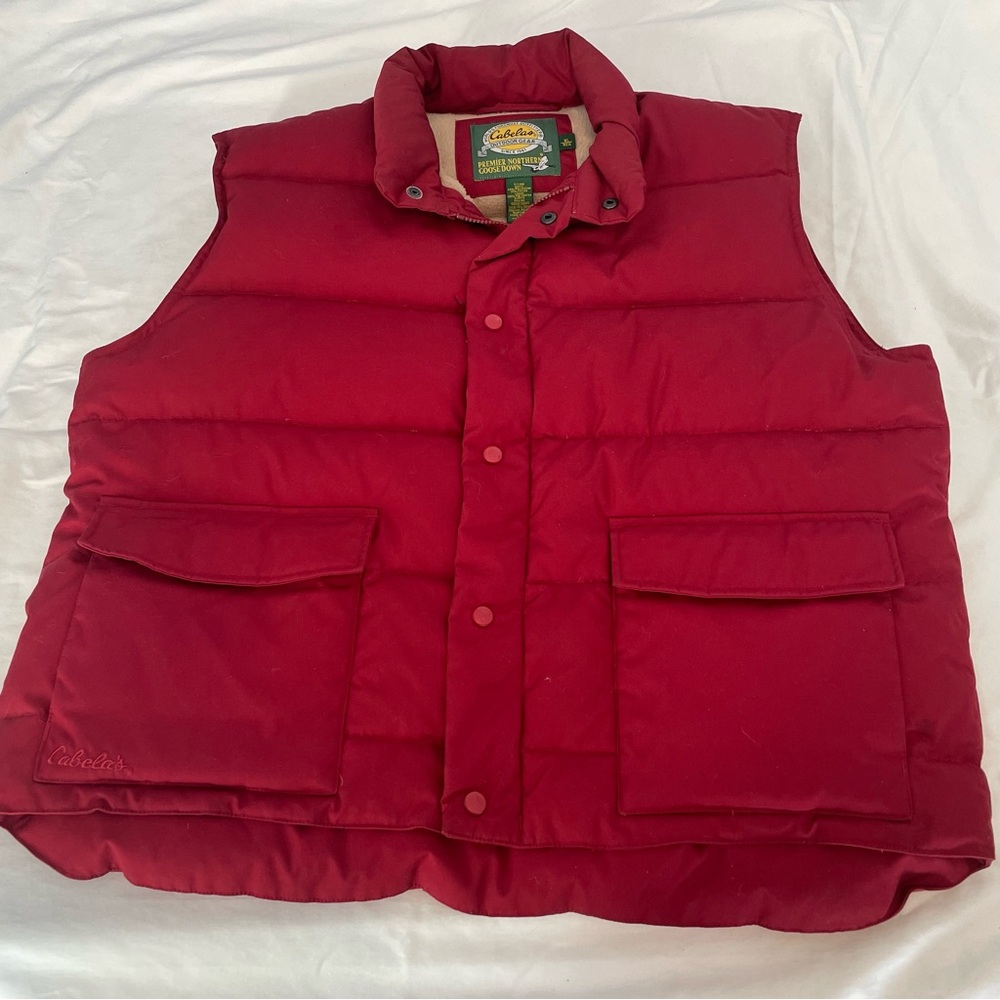 Cabela's Outdoor Gear Dark Red Sherpa Lined Vest Goose Down Men’s XL